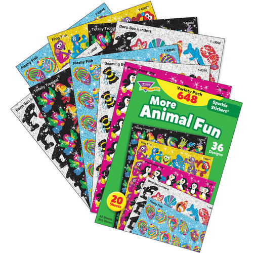 Trend Animal Fun Stickers Variety Pack - Animal, Fun Theme/Subject - Frog Fun, Proud Penguin, Deep (TEP63910)