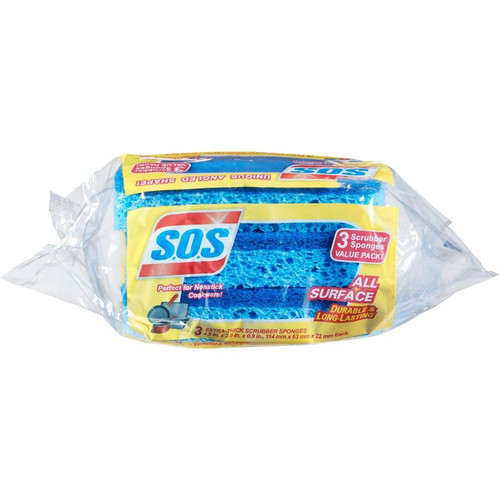 S.O.S All Surface Scrubber Sponge - 5.3" Height x 3" Width x 0.9" Depth - 1344/Pallet - Cellulose - (CLO91028PL)