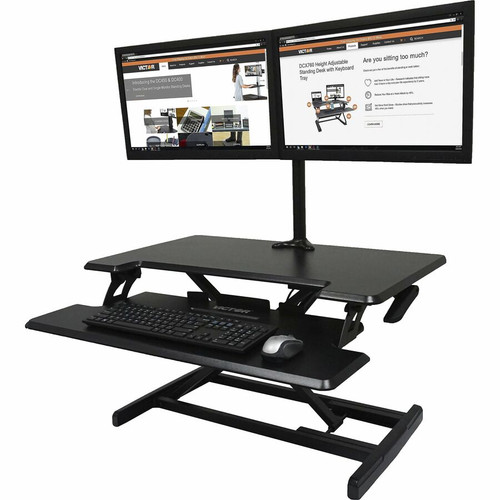 Victor High Rise Height Adjustable Compact Standing Desk with Keyboard Tray - 19" Height x 32.5" x (VCTDCX610)