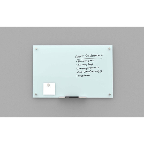 U Brands Magnetic Glass Dry Erase Board - 35" (2.9 ft) Width x 70" (5.8 ft) Height - Frosted White (UBR2300U0001)
