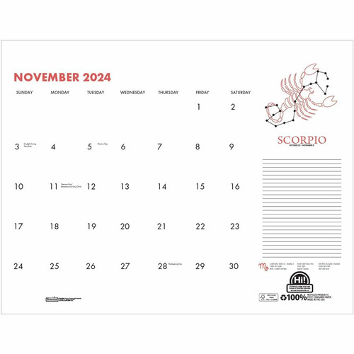 House of Doolittle Zodiac Monthly Desk Pad Calendar - Julian Dates - Monthly - 12 Month - January - (HOD167)
