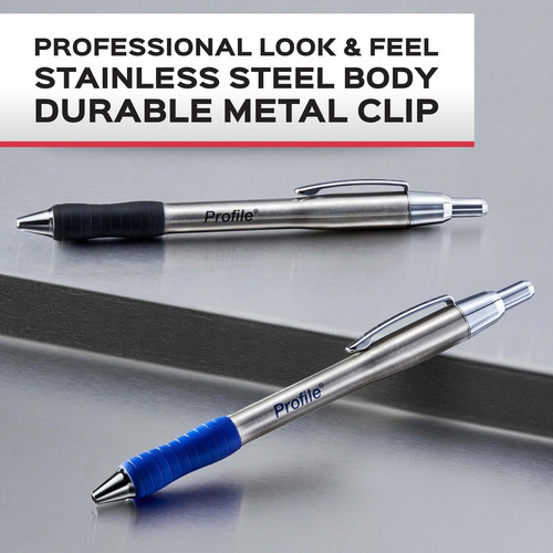 Paper Mate Profile Retractable Ballpoint Pens - 1 mm Pen Point Size - Retractable - Gray - Assorted (PAP2130508)