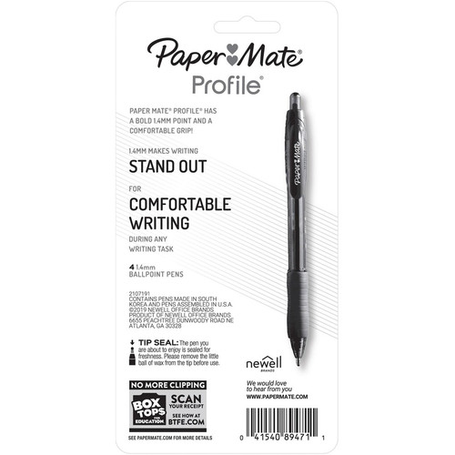 Paper Mate Profile Retractable Gel Pens - Medium Pen Point - 0.7 mm Pen Point Size - Retractable - (PAP2097013)