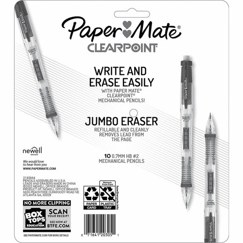 Paper Mate Clearpoint Mechanical Pencils - 0.7 mm Lead Diameter - Assorted Barrel - 10 / Pack (PAP2164121)