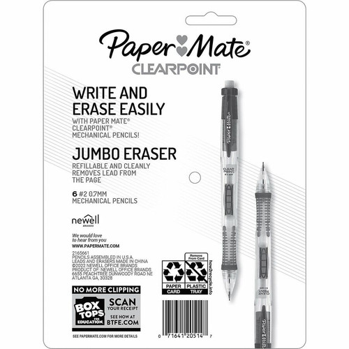Paper Mate Clearpoint Mechanical Pencils - 0.7 mm Lead Diameter - Assorted Barrel - 6 / Pack (PAP2169674)