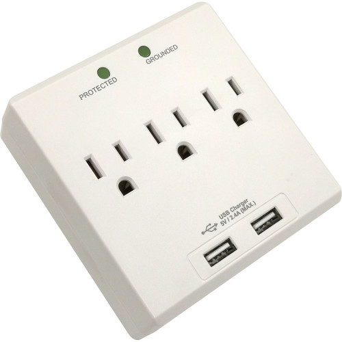 Compucessory Wall Charger Station - 3 x AC, 2 x USB - 2.40 A (CCS25674)