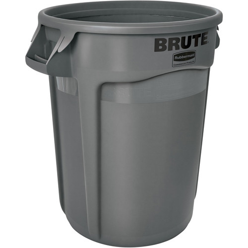 Rubbermaid Commercial Brute 32-Gallon Vented Container - 32 gal Capacity - Round - Handle, Heavy UV (RCP263200GY)