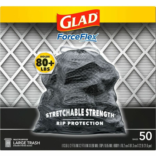 Glad ForceFlexPlus Drawstring Large Trash Bags - Large Size - 30 gal Capacity - 30" Width x 32.01" (CLO78997)