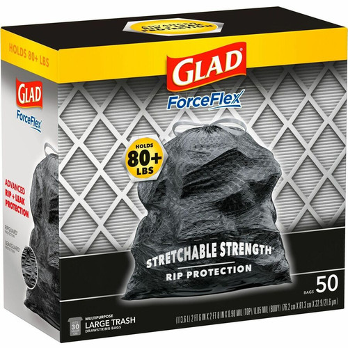 Glad ForceFlexPlus Drawstring Large Trash Bags - Large Size - 30 gal Capacity - 30" Width x 32.01" (CLO78997)