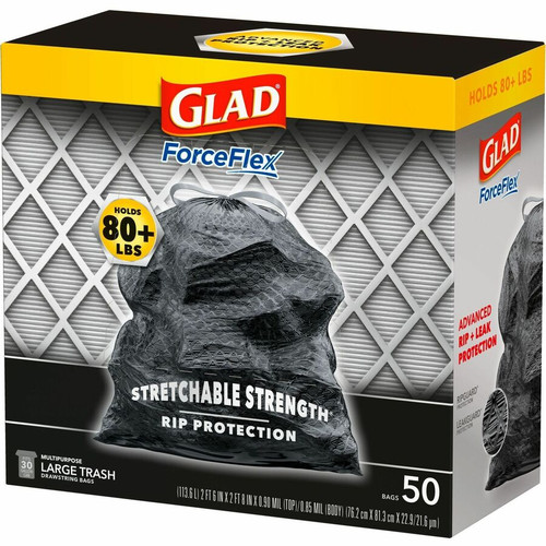 Glad ForceFlexPlus Drawstring Large Trash Bags - Large Size - 30 gal Capacity - 30" Width x 32.01" (CLO78997)