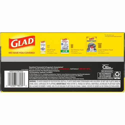 Glad ForceFlexPlus Drawstring Large Trash Bags - Large Size - 30 gal Capacity - 30" Width x 32.01" (CLO78997)