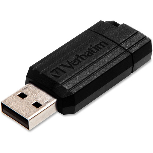 Verbatim PinStripe USB Flash Drives - 8 GB - USB 2.0 - Black - 5 / Bundle (VER49062BD)