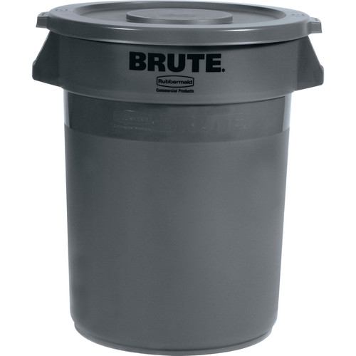 Rubbermaid Commercial Brute 32-Gallon Container Flat Lids - Round - Plastic - 6 / Carton - Gray (RCP263100GYCT)