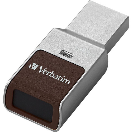 Verbatim Fingerprint Secure USB 3.0 Flash Drive - 32 GB - USB 3.0 - Silver - 256-bit AES - Lifetime (VER70367)
