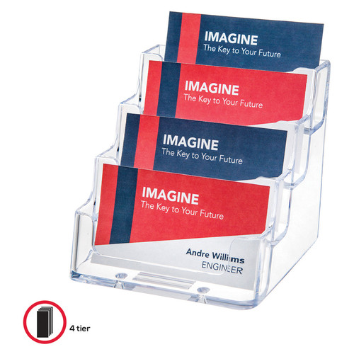 Deflecto Business Card Holder - 3.8" x 3.9" x 3.5" x - Acrylic - 1 Each - Clear (DEF70841)
