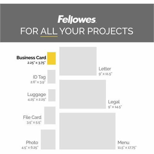 Fellowes Business Card Glossy Laminating Pouches - Sheet Size Supported: Business Card - Laminating (FEL52059)