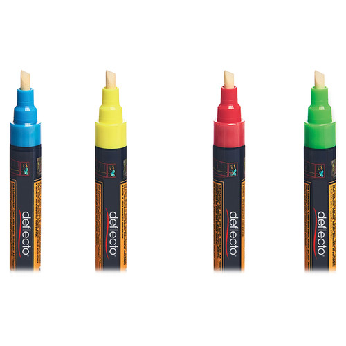 Deflecto Wet Erase Markers - Chisel Marker Point Style - Green, Red, Blue, Yellow Liquid Ink - 1 / (DEFSMA510V4)
