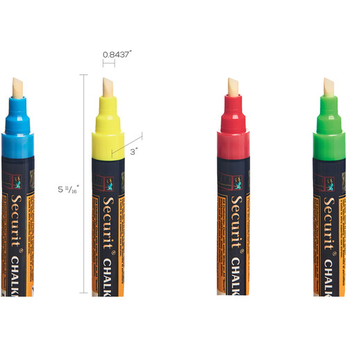 Deflecto Wet Erase Markers - Chisel Marker Point Style - Green, Red, Blue, Yellow Liquid Ink - 1 / (DEFSMA510V4)