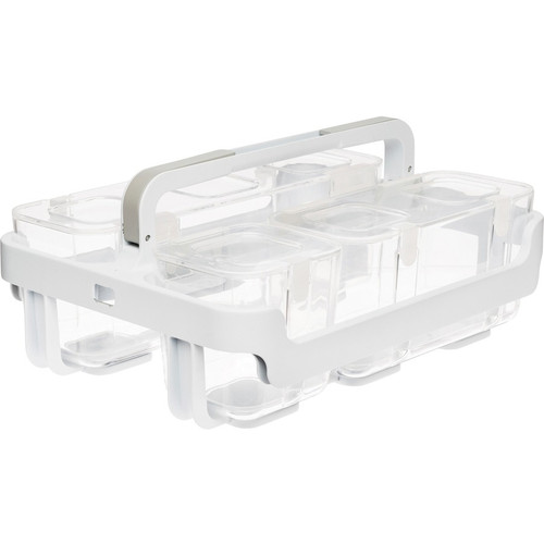 Deflecto Stackable Caddy Organizer - 6.5" Height x 14" Width x 10.5" Depth - White - Plastic - 1 (DEF29003)