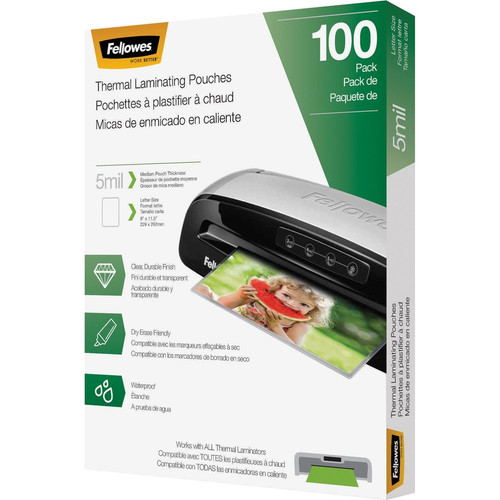 Fellowes Letter-Size Thermal Laminating Pouches - Sheet Size Supported: Letter 8.50" Width x 11" - (FEL5743501)
