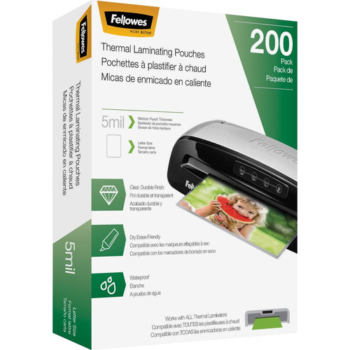 Fellowes Letter-Size Thermal Laminating Pouches - Sheet Size Supported: Letter 8.50" Width x 11" - (FEL5743601)