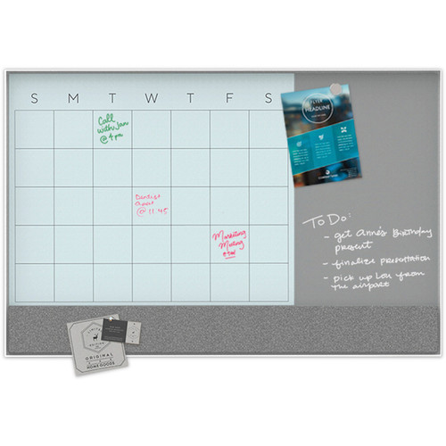U Brands Magnetic Glass Dry Erase 3-in-1 Calendar Board - 35" (2.9 ft) Width x 47" (3.9 ft) Height (UBR3198U0001)