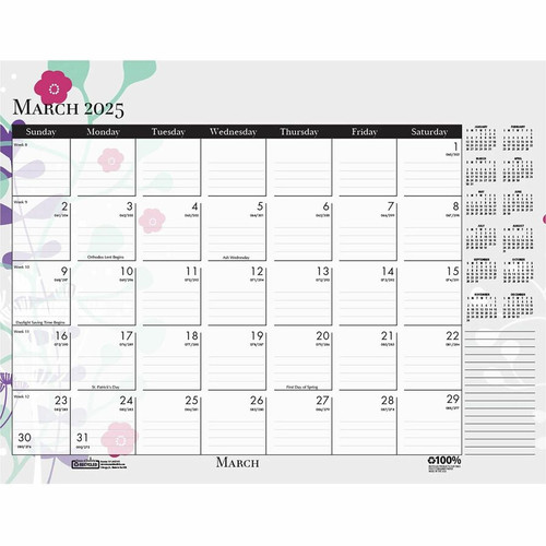 House of Doolittle Wild Flower Monthly Desk Pad - Julian Dates - Monthly - 12 Month - January - - 1 (HOD197)