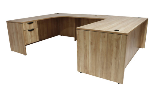 U-Shaped Desk with Hanging Pedestal, Curved,MOSSUITEPL65