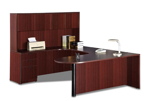 U-Shaped Peninsula Desk with Full Modesty Panel and Hutch,MOSSUITEPL82