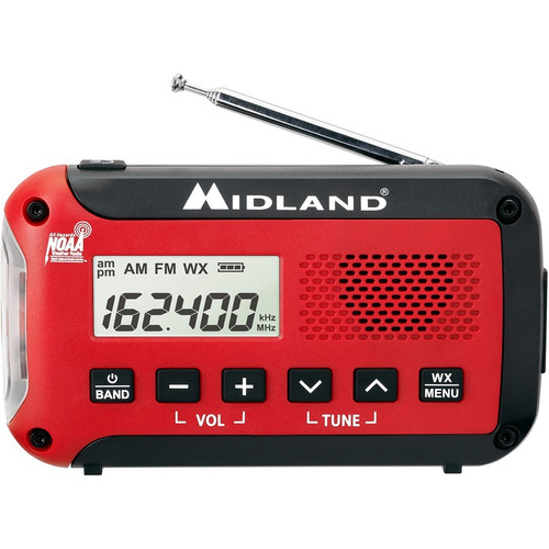 Midland E+READY Compact Emergency Alert AM/FM Weather Radio - For Hiking, Weather, Fishing, with - (MROER10VP)