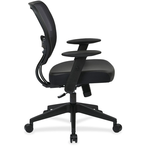 Office Star Professional Dark Air Grid Back Managers Chair - Leather Seat - 5-star Base - Black - 1 (OSP5700E)
