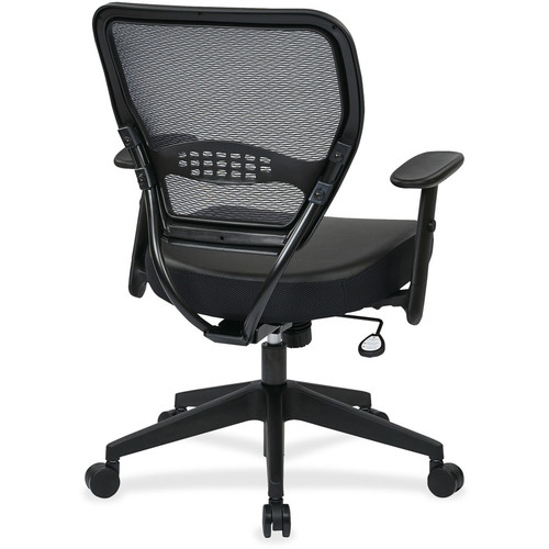 Office Star Professional Dark Air Grid Back Managers Chair - Leather Seat - 5-star Base - Black - 1 (OSP5700E)