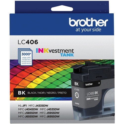 Brother INKvestment LC406BK Original Standard Yield Inkjet Ink Cartridge - Single Pack - Black - 1 (BRTLC406BKS)