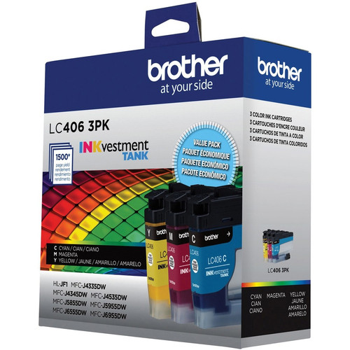 Brother INKvestment LC4063PK Original Standard Yield Inkjet Ink Cartridge - Cyan, Magenta, Yellow - (BRTLC4063PKS)