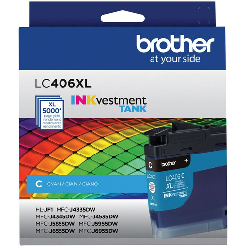 Brother INKvestment LC406XLC Original High Yield Inkjet Ink Cartridge - Single Pack - Cyan - 1 Each (BRTLC406XLCS)