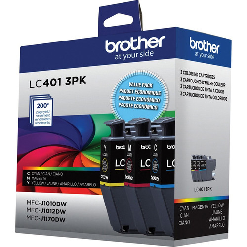 Brother LC4013PKS Original Standard Yield Inkjet Ink Cartridge - CMY - 3 / Pack - 200 Pages (BRTLC4013PKS)