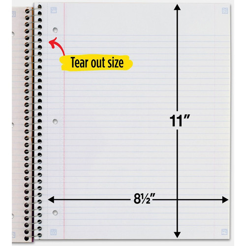 Mead Five Star Wirebound Notebook, 1 Subject, College Ruled, 11" x 8 1/2" , White - 1 Subject(s) - (MEA72456)
