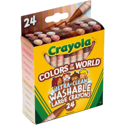 Crayola Ultra-Clean Washabe Large Crayons - Assorted, Almond, Rose, Gold - 24 / Pack (CYO520134)