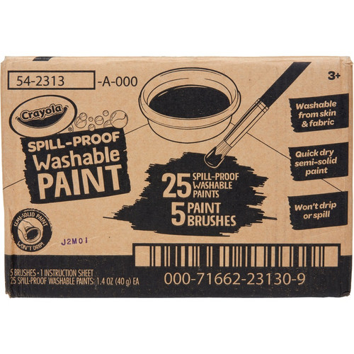 Crayola Spill Proof Washable Paint Set - Art, Craft - Recommended For 3 Year - 25 / Pack (CYO542313)
