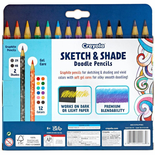 Crayola Sketch & Shade Doodle Pencils - 2H, HB Lead - Graphite Lead - Multicolor Barrel - 14 / Pack (CYO682116)