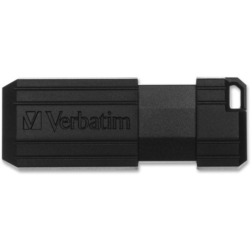 8GB PinStripe USB Flash Drive - Black - 8GB - Black (VER49062)