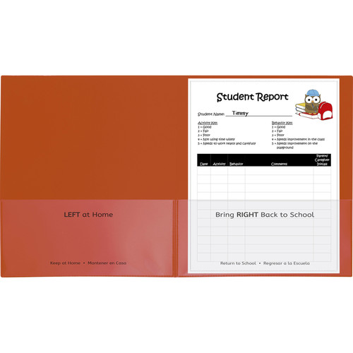 C-Line Classroom Connector Letter Report Cover - 8 1/2" x 11" - 2 Internal Pocket(s) - Orange - 25 (CLI32002)