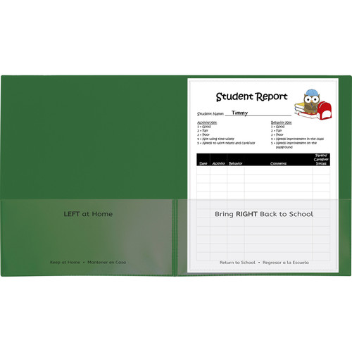 C-Line Classroom Connector Letter Report Cover - 8 1/2" x 11" - 2 Internal Pocket(s) - Green - 25 / (CLI32003)