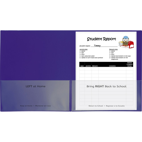 C-Line Classroom Connector Letter Report Cover - 8 1/2" x 11" - 2 Internal Pocket(s) - Purple - 25 (CLI32009)