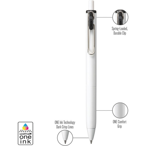 uni ONE Gel Pen - Medium Pen Point - 0.7 mm Pen Point Size - Black Gel-based Ink - 1 Dozen (UBC70362)