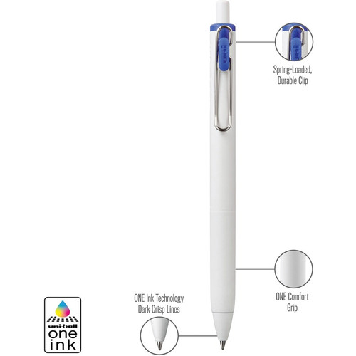 uni ONE Gel Pen - Medium Pen Point - 0.7 mm Pen Point Size - Blue Gel-based Ink - 1 Dozen (UBC70363)
