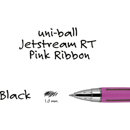 uni Jetstream RT Pink Ribbon Ballpoint Pen - Medium Pen Point - 1 mm Pen Point Size - Black - (UBC70203)