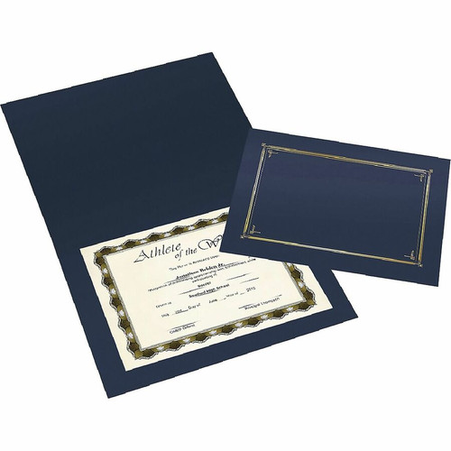 Geographics Certificate Holder - Linen - Gold Foil, Navy Blue - 10 / Pack (GEO48761)