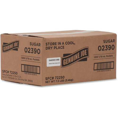Genuine Joe Sugar Packets - Packet - 0.099 oz (2.8 g) - 1200/Box (GJO02390)