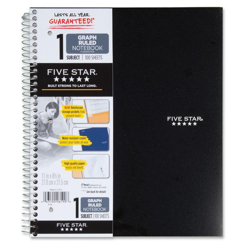 Mead 1-subject Graph Ruled Notebook - Letter-size - 100 Sheets - Wire Bound - Quad Ruled - Letter - (MEA06190)
